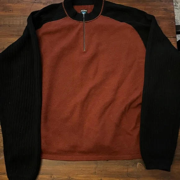 Kuhl Men's Red and Black Half-Zip Sweater, 100% Merino Wool - Picture 1 of 5